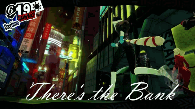 a poster for a video game that says there 's the bank on it