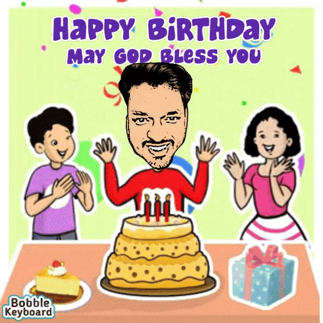 a cartoon of a man celebrating his birthday