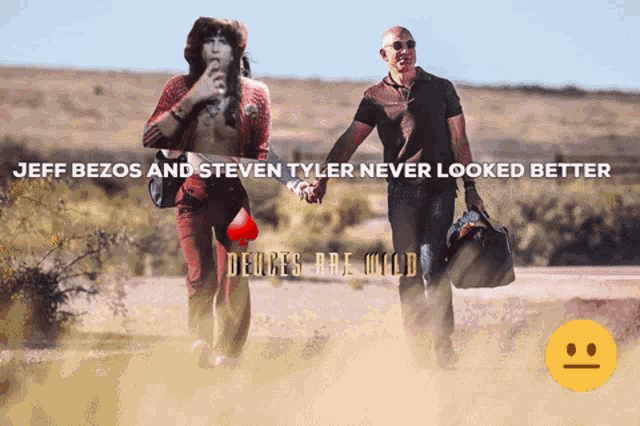 a picture of jeff bezos and steven tyler holding hands