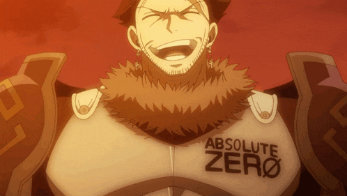 a man is wearing a shirt that says " absolute zero " on it