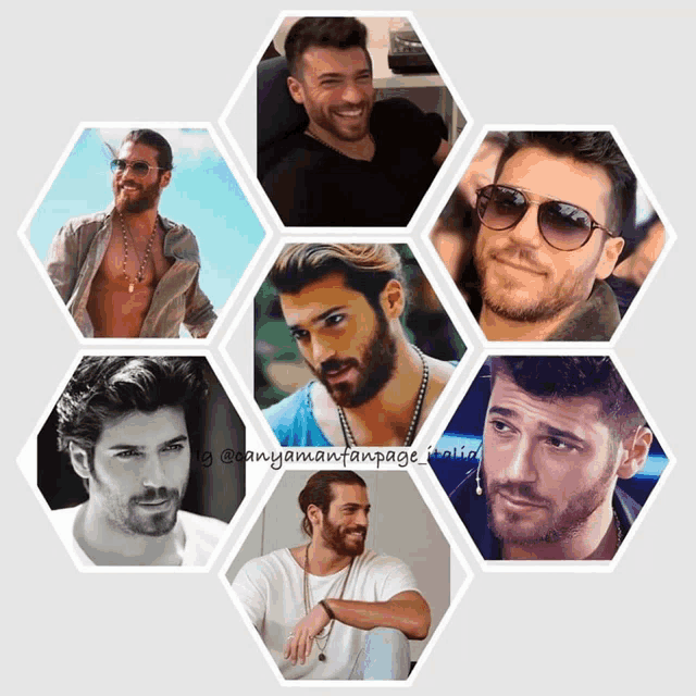 a collage of pictures of a man with the name canyaman fanpage written on the bottom