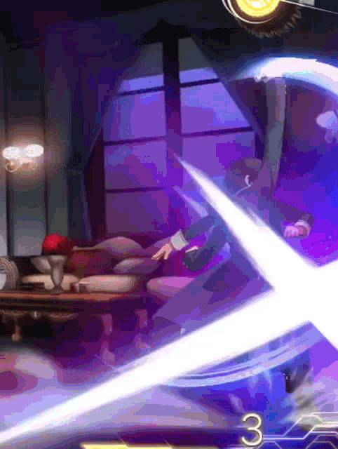 a video game scene with the number 3 on the bottom