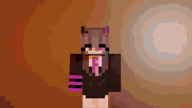 a girl in a minecraft skin with purple ears