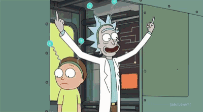 a cartoon of rick and morty standing next to each other