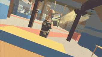 a pixel art drawing of a man standing in front of a sign that says ' animal ' on it