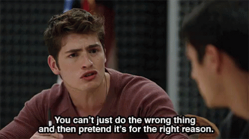 Gregg Sulkin: You Can'T Just Do The Wrong Thing And Then Pretend It'S For The Right Reason GIF - Greggsulkin Doingthewrongthing GIFs