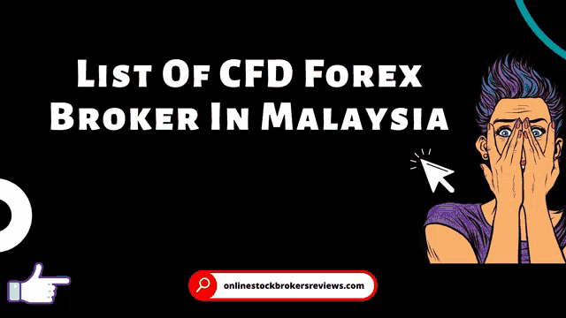 a pop art illustration of a woman covering her face with her hands with the words list of cfd forex broker in malaysia