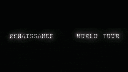 a black background with the words renaissance and world tour written on it