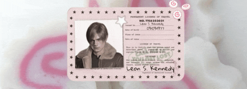 a leon s kennedy license of travel with a picture of a man on it