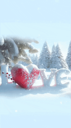 a picture of a snowy forest with the words good morning