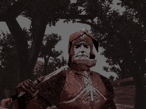 a pixelated image of a knight in armor