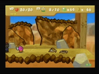 a video game screen shows a turtle and a cartoon character with a score of 20/20