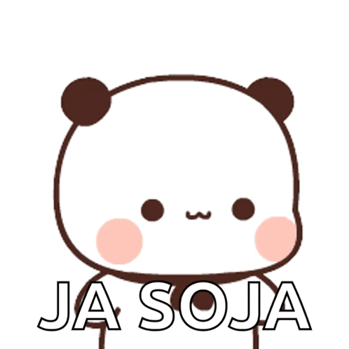 a cartoon panda bear says ja soja in chinese characters