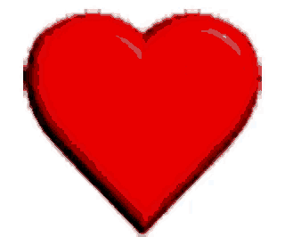 a red heart on a white background with a black border