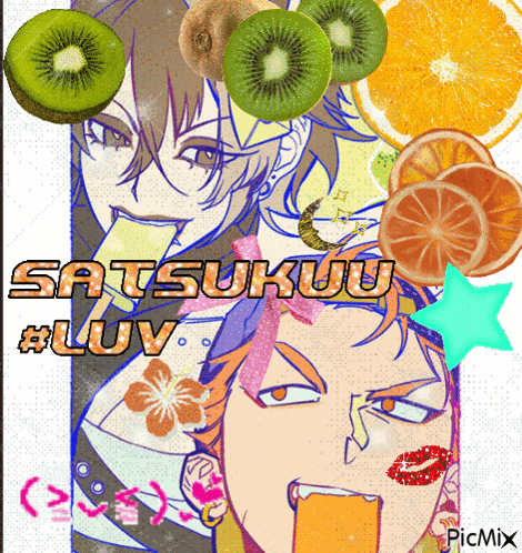 a picture of a person with the words satsukuu #luv written on it