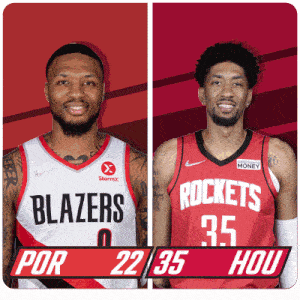 Portland Trail Blazers (22) Vs. Houston Rockets (35) First-second Period Break GIF - Nba Basketball Nba 2021 GIFs