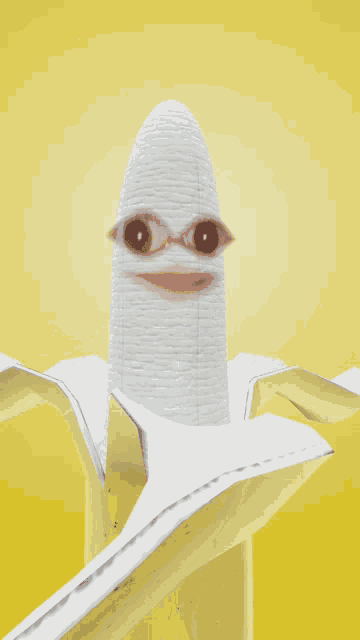 a banana with eyes and a smile on it