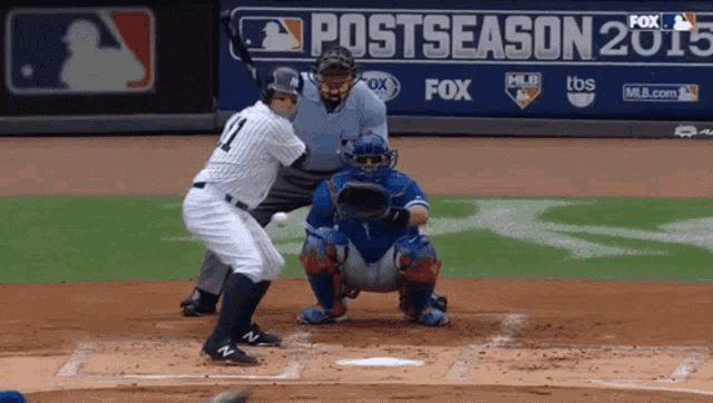 a baseball game is being played in the postseason 2015