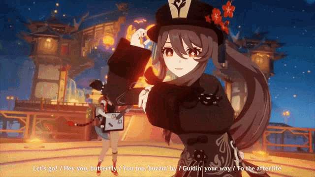 a video game character says " let 's go " and " hey you "