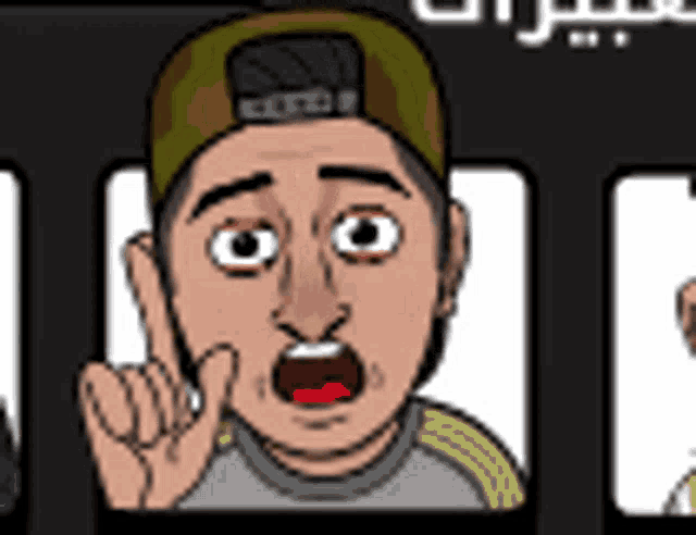 a cartoon of a man wearing a hat making a hand gesture
