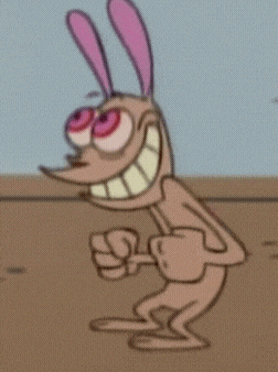 a cartoon character with pink bunny ears and a big smile