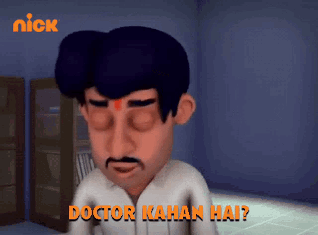 a cartoon of a man with the words doctor kahan hai below him