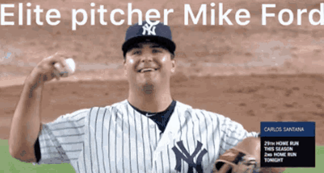 an ad for elite pitcher mike ford shows him throwing a ball