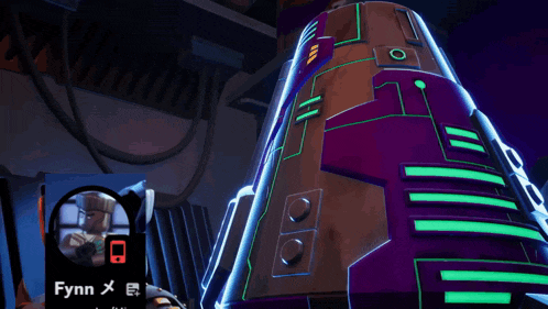 a video game character named fynn is holding a phone