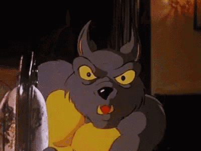 a cartoon of a werewolf with a yellow shirt on