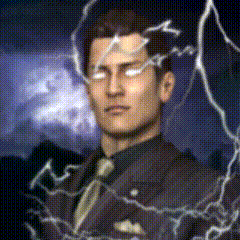 a man in a suit is surrounded by lightning