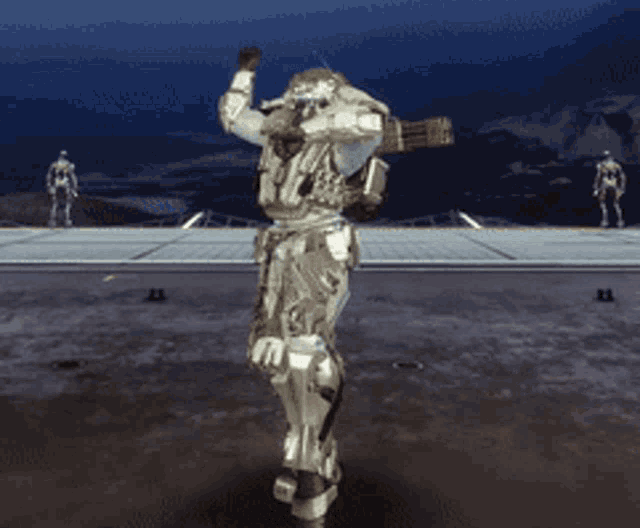 a soldier in a video game is holding a rifle