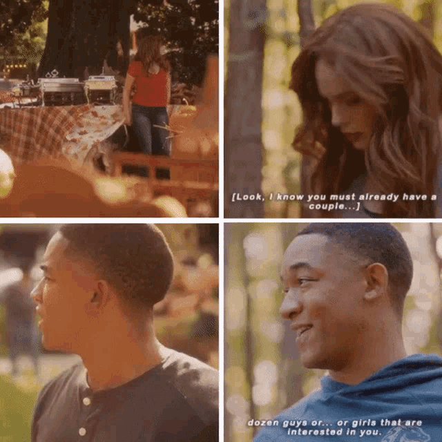 a collage of four pictures with one saying " look i know you must already have a couple .. "