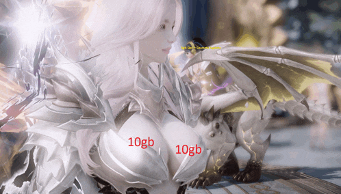 a screenshot of a video game shows a woman and a dragon
