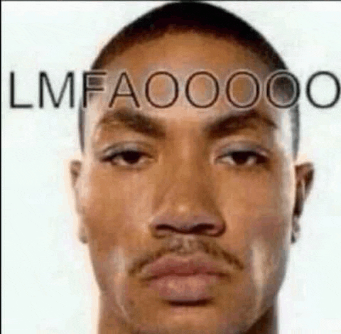 a close up of a man 's face with the words `` lmfaooo '' written on it .