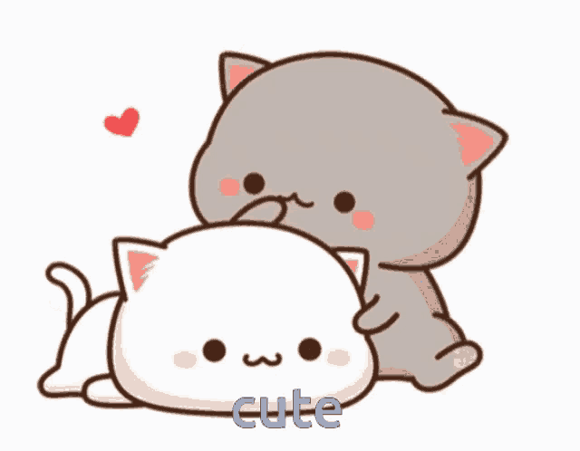 a cartoon of two cats with the word cute underneath