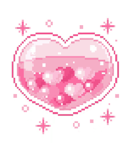 a pixel art of a heart filled with pink hearts and stars