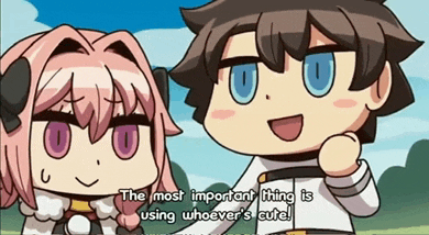 a cartoon character says the most important thing is using whoever is cute