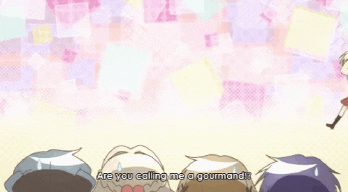 a cartoon of two girls running with the words " are you calling me a gourmand " on the bottom