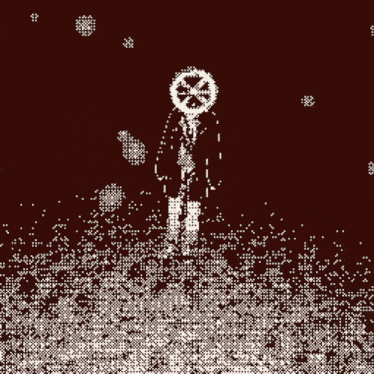 a pixel art drawing of a person with a no smoking sign on their head