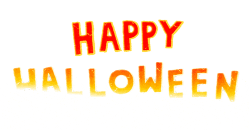 the words happy halloween are written in red and yellow