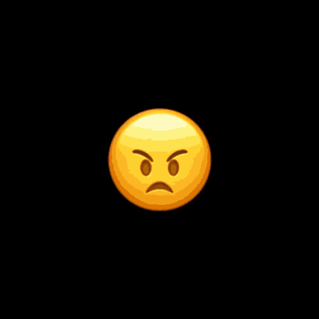 a yellow smiley face with an angry look on its face