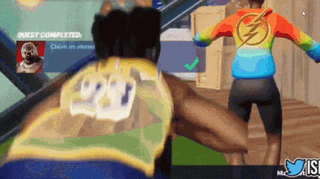 a screenshot of a video game with the words quest completed at the top