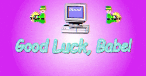 a purple background with the words good luck babel in blue letters