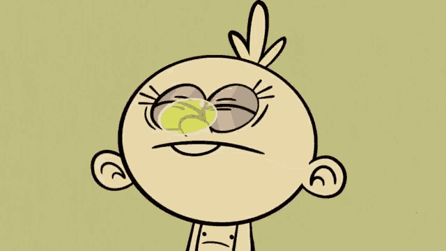 a close up of a cartoon character with a speech bubble