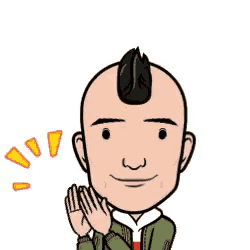 a cartoon man with a mohawk is applauding with his hands together .