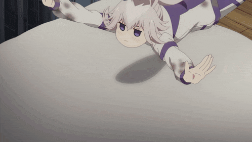 a person laying on their back with a white speech bubble above them