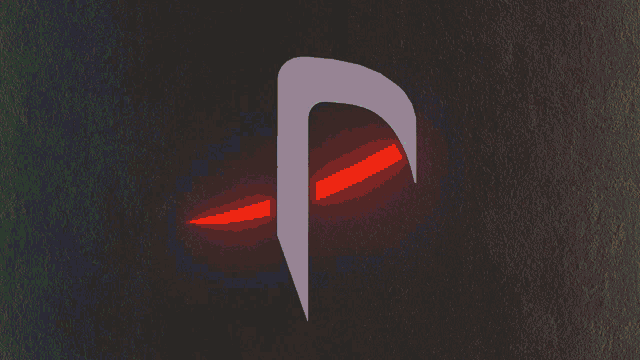 the letter p is glowing in the dark and has a sharp point