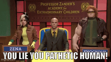 professor zander 's academy for extraordinary children has a sign that says zena you lie you pathetic human