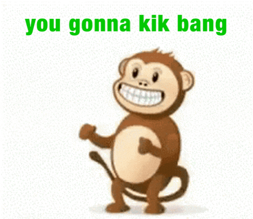 a cartoon monkey is smiling with the words " you gonna kik bang " below it