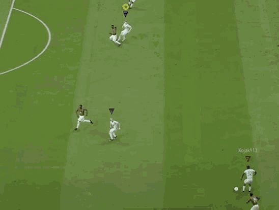 a soccer game is being played on a field with the goon xl in the middle